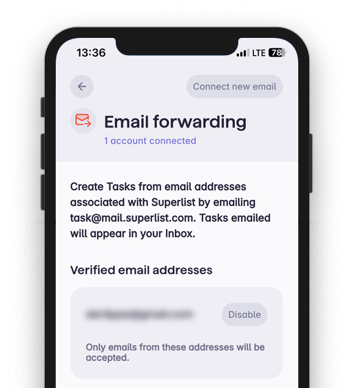 Superlist email forwarding